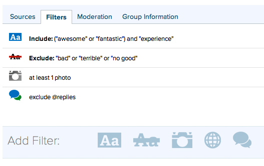 Filters can help eliminate irrelevant content from search feeds.